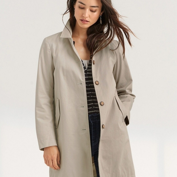 Garnet Hill 100% Organic Cotton Tailored Trench Coat Size: 6 Color: Khaki - Picture 8 of 10